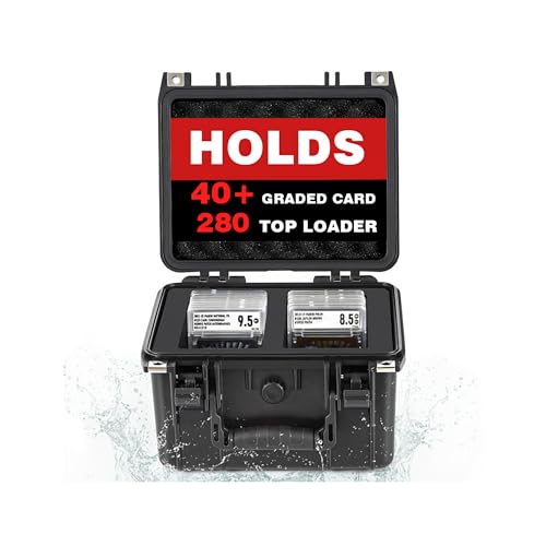 Graded Card Case - IP67 Waterproof Storage Box for 40+ CSG, BGS, SGC, Top Loaders Graded Sports Trading Cards - size: M (holds 40+ Graded Cards--waterproof)