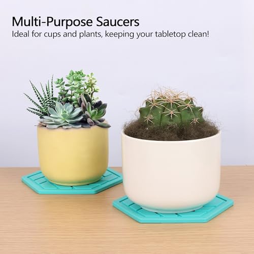 Silicone Drink Coasters Set of 4,Flexible & Heat-Resistant - Perfect for Home Decor & Table Protection (Aqua Saltwater 4)