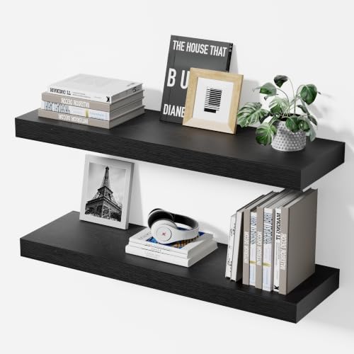 Floating Shelves for Wall, 23.6'' Black Wall Shelves for Bathroom,Bedroom,Living Room,Kitchen & Study Room,33 lbs Capacity - color: Black, size: 23.6"