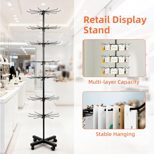 7-Tier 360° Rotating Metal Retail Display Stand Rack in Black
