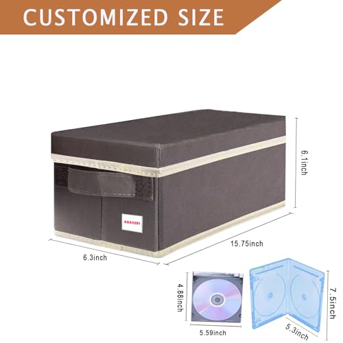 CD/DVD storage box Universal, stackable CD/DVD organizer with lid, Blu-ray disc media holder, video game disk, album, 2Pack can hold 90cd / 40dvd（Brown purple） - size: 2Pack Brown purple