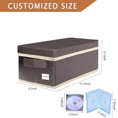CD/DVD storage box Universal, stackable CD/DVD organizer with lid, Blu-ray disc media holder, video game disk, album, 2Pack can hold 90cd / 40dvd（Brown purple） - size: 2Pack Brown purple