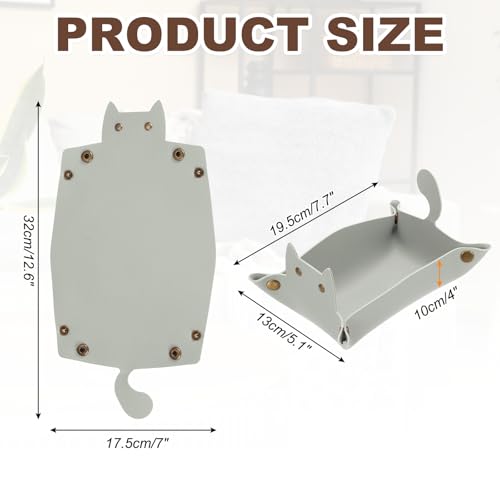 uxcell Leather Valet Tray, Folding Jewelry Tray Organizer Travel Dish Plate Desk Organizer for Women and Men Storage Jewelry Keys Wallet Coin, Gray - color: Gray