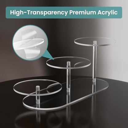 NiHome Display Stand for LEGO Botanical Collection Sets, Clear Acrylic 3-Tier Stepped Riser for Collectibles Figures Tabletop Plants Perfume Cupcakes, Room Decor, Tool-Free Quick Assembly, 1 Pack