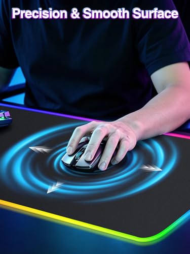 RGB Gaming Mouse Pad with 15W Magnetic Wireless Charger, 31.5'' x 11.8'' Large LED Desk Mat, 24 Lighting Effects Keyboard Pad with Non-Slip Rubber Base, Waterproof Ultra-Smooth Surface - color: RGB-31.5"x11.8"-Magnetic Charging