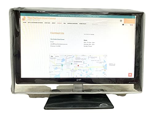 The Perfect Dust Cover, White Vinyl Cover with Clear Front Compatible with 24-inch LED/LCD Monitors, Anti Static and Waterproof Cover Dimensions 23''W x 3''D x 16''H by The Perfect Dust Cover