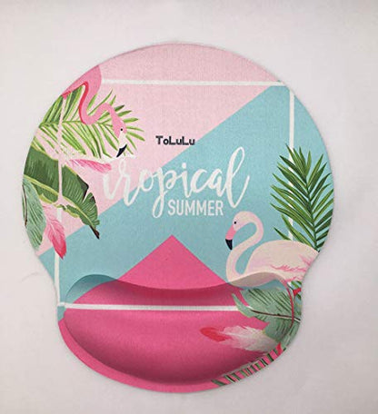 Mouse Pads with Gel Wrist Rest Support,Ergonomic Non Slip Base Memory Foam Wrist Rest Pad Mousepad for Home,Office,Gaming,Computer,Laptop Easy Typing Pain Relief, Flamingo