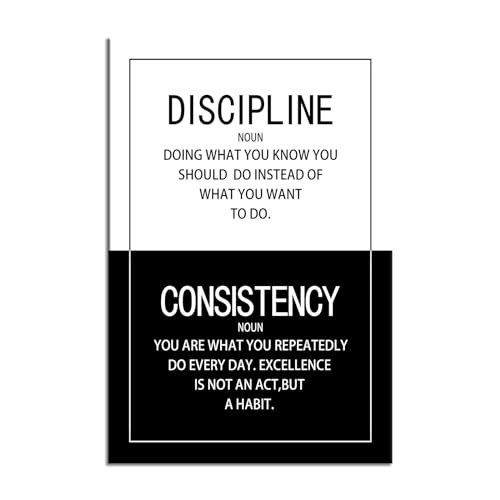 WYJDFART Inspirational Wall Art Discipline Consistency Noun Motivational Posters Picture Prints Canvas Modern Home Decor Painting Artwork for Office Stretched and Framed Ready to Hang [12''W x 18''H] - color: A-ONE-32, size: 12"L x 18"W