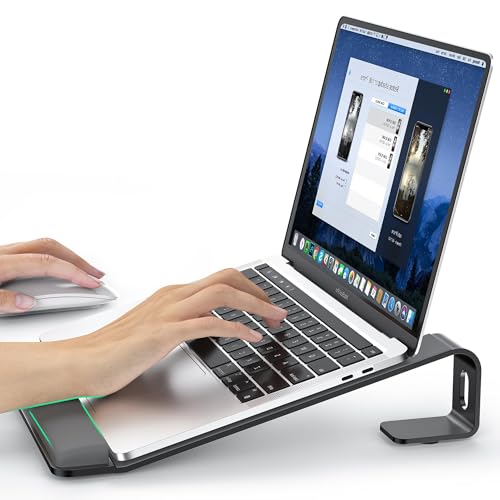 LOXP Laptop Stand for Desk, Metal Laptop Stand with Wrist Support, Ergonomic Detachable Laptop Riser, Aluminum Lectern, Computer Stand for MacBook Air Pro, HP, Dell, XPS, HP (10-17") Laptops - Black - color: Black