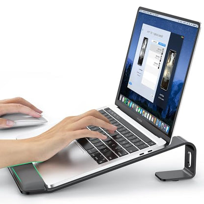 LOXP Laptop Stand for Desk, Metal Laptop Stand with Wrist Support, Ergonomic Detachable Laptop Riser, Aluminum Lectern, Computer Stand for MacBook Air Pro, HP, Dell, XPS, HP (10-17") Laptops - Black - color: Black