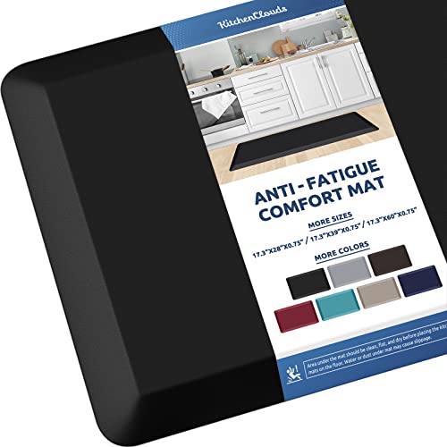 KitchenClouds Kitchen Mat Cushioned Anti Fatigue Kitchen Rug Non Slip Standing Mat Comfort Floor Mats for Sink Office (17.3"x39"- 0.8inch,Black) - color: Black, size: 39"L x 17.3"W x 0.8"Th