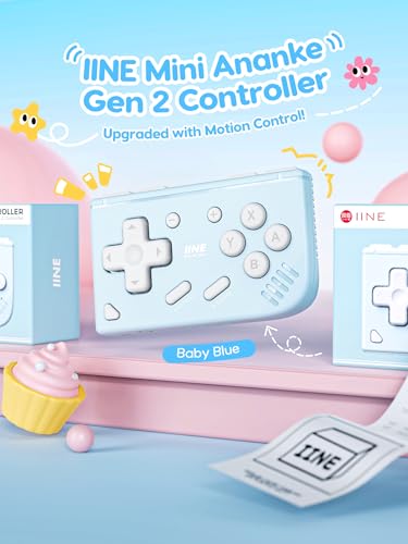 IINE Mini Retro Game Controller, Pocket-Size Wireless Mini Game Controller with Keychain Design, Portable Travel Controller for Mobile & PC Gaming (Baby Blue) - color: Baby Blue
