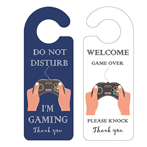 Do Not Disturb Sign,Do Not Disturb Door Hanger Sign(2pack), Double-Sided Printed do not Disturb IM Gaming Sign for Gamer Room Décor - color: Blue White
