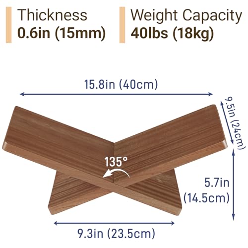 Solid Wooden Book Stand for Desktop Display & Reading –15.7" x 9.4" x 5.7” Extra Large Wood Open Book Holder for Cookbook, Bible, Recipe, Textbook, Magazine (African Sapele) - color: African Sapele