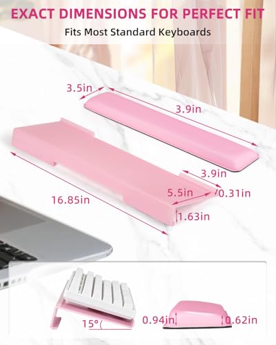 Keyboard Stand with Wrist Rest - Comfortable Wrist Pad for Easy Typing, Keyboard Tray for Office, Home, School (Fits Most Standard Keyboards) (Pink) - size: Pink
