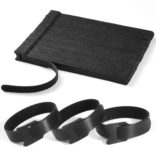 100 PCS 8 Inches Reusable Cable Ties | Adjustable Cord Wraps, Cable Straps | Hook & Loop Cord Organizer, Cable Management - size: 8 Inch 100 Pcs