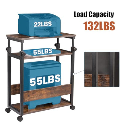 TooCust Height Adjustable Computer Tower Stand, Computer & Machine Carts, PC Tower Stand, Printer Stands with Wheels, 24" W x 12" D x 23"-38" H, Holds Up to 132 lbs (Fits Tower Lower Than 19") - style: Height Adjustable Computer Tower Stand