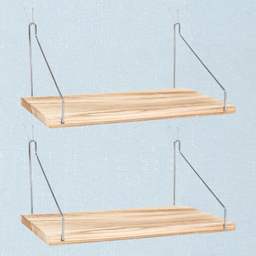 2-Pack Cubicle Shelf For Fabric Walls With Hooks：12x6.0in Wooden Cubicle Shelf Hanging Silver Bracket Use For Office Cubicle Accessories Office Stylish Ations Cubicle Decorations For Women Desk - color: Silver