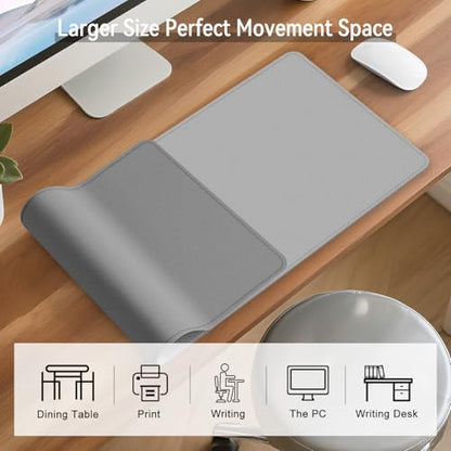 Dual Sided Leather Desk Mat - Waterproof Desk Pad - Ideal for Large Mouse Pad and Desk Mats on Top of Desks (Gray, 25"*13") - color: Gray, size: 25" x 13"