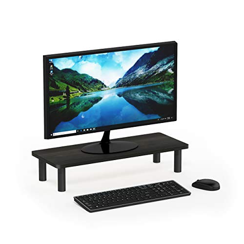 Furinno Turn-N-Tube Monitor Stand Riser, 23.6"W Rectangle Monitor Riser, Laptop Stand for Desk, Office Desk Accessories, Desk Organizers and Accessories, Toolless Assembly, Espresso - color: Espresso/Black, size: Rectangle (New)