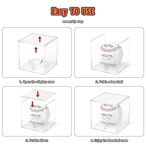 Acrylic Baseball Display Case, Clear Memorabilia Showcase for Display, Baseball Holders for Balls, Clear Display Cube Baseball Memorabilia Showcase Autographed Ball Protector - size: 3.15 x 3.15 x 3.15 inches