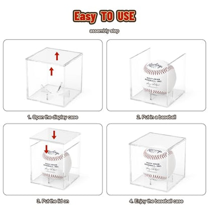 Acrylic Baseball Display Case, Clear Memorabilia Showcase for Display, Baseball Holders for Balls, Clear Display Cube Baseball Memorabilia Showcase Autographed Ball Protector - size: 3.15 x 3.15 x 3.15 inches