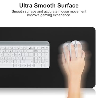 HGWALP Large Gaming Mouse Pad Extended XXL Mouse Mat Long Desk Pad with Stitched Edges for Keyboard Home Office Gaming Work Big Desk Pad (35.4x15.7IN,90x40) (Black) - color: Black
