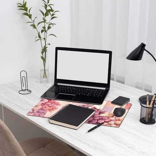 Flower Desk Mat Large Mouse Pad Gaming Mousepad 31.5 x 15.8 in | Desk Pad for Keyboard and Mouse, Large Non-Slip Rubber Base Mousepad Desk Mat with Stitched Edges for Gaming Office - color: Colorful Marble and Flower