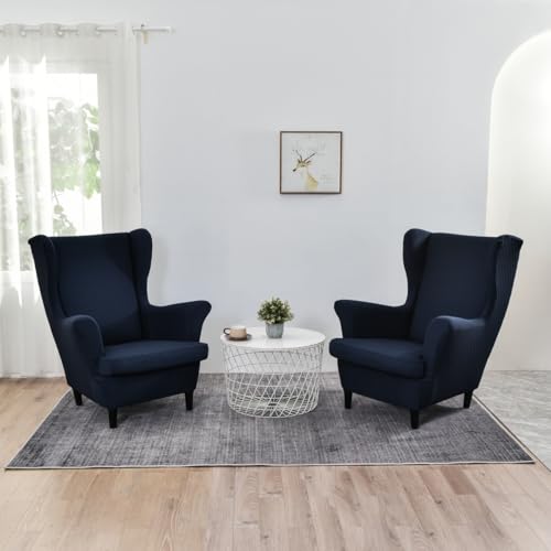 KRFOONN Stretch Wing Chair Slipcovers Printed 2 Piece Wingback Chair Covers Soft Spandex Wingback Armchair Slipcover Furniture Protector Chair Covers for Living Room Wingback Chair, T13 - color: Color T13