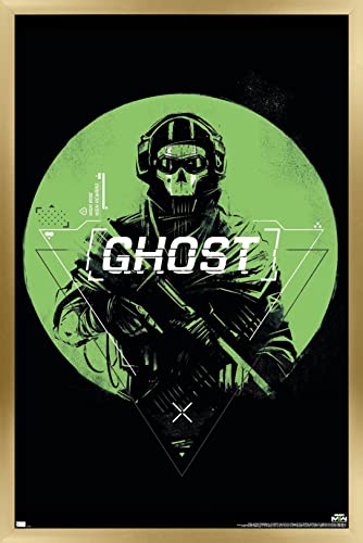 Trends International Call of Duty: Modern Warfare 2 - Ghost Emblem Wall Poster, 14.725" x 22.375", Gold Framed Version - color: Gold Framed Version, size: 22.4"L x 14.7"W