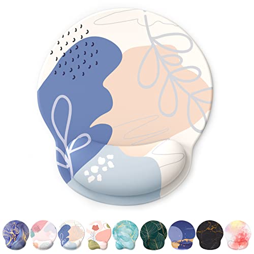 eulps Mouse Pad with Wrist Rest, Comfortable Computer Mousepad with Gel Wrist Support Smooth Surface and Non-Slip PU Base for Pain Relief, Laptop, Office & Home (Leafy Lushness) - color: Leafy Lushness