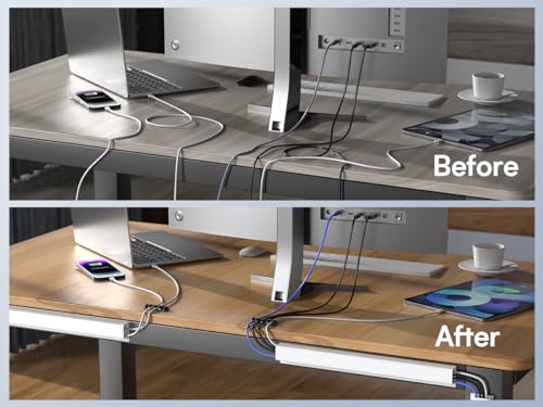 DELAMU 4 Pack Cable Management Under Desk - Office & Home Cable Organizer,J-Channel Cable Management for Clutter-Free Environment,Cable Management Kit,Cord Organizer for Desk,Cord Management,4X15.7in - color: White, size: 62.8in L*2in W*1in H
