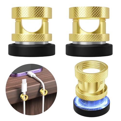 Maveek Magnetic Cable Holder, High-Grade Metal Cord Management Clips Magnet Cable Anchor For Desk Nightstand Car Office USB Charging Wires (4 Pack, Gold) - color: Gold, size: 4Pcs