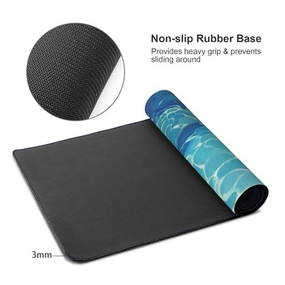 Extended Gaming Mouse Pad, Blue Aqua Theme, Non-Slip Rubber Base, Suitable for Gaming and Office use, Laptop Computer Table Protection pad, 35.4 x 15.7 inches - color: Blue Water Surface
