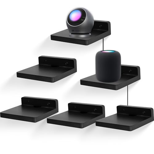 Small Floating Shelf for Wall,5 Inch Wooden Wall Shelf Set of 6,Mini Speaker, Baby Monitor,Cameras，Figurines Display Stand, for Bedroom, Gaming Room, Living Room, Bathroom, Office(Black) - color: Black, size: 6 Pcs