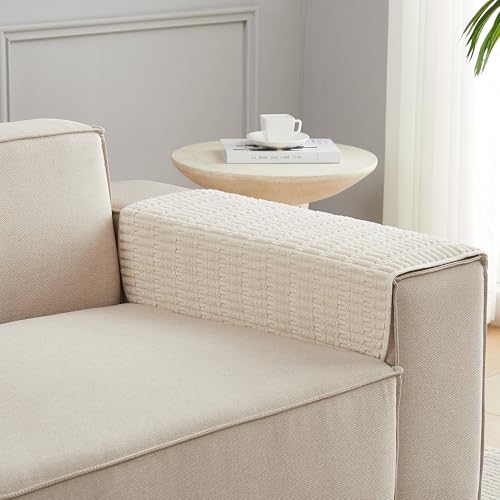 Sofa Armrest Cover Couch Arm Cover Armchair Covers, 2pcs Anti-Slip Couch Arm Protectors Sofa Arm Covers (Cream White, 18x26x2pcs) - color: Cream White, size: 18x26 inch (2 pcs)