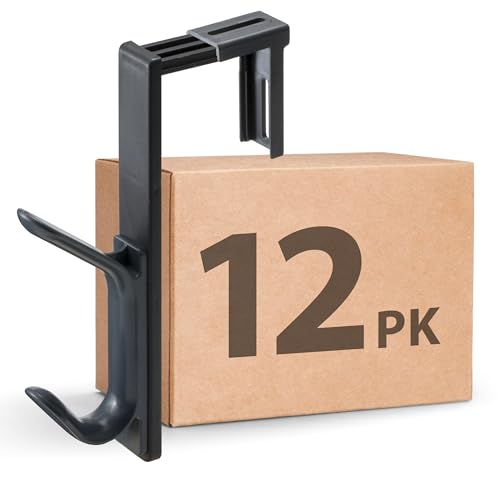Officemate Double Coat Hooks for Cubicle Panels, Adjustable 1.25-3.5 Inch, Charcoal, 12 Pack (220050) - color: 12 Pack, Charcoal