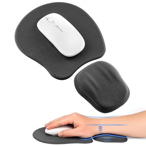 Ergonomic Mouse Pad with Wrist Support, Small Memory Foam Mouse Pads & Wrist Rests Set, Relieves Wrist Pressure, Non-Slip Base Mousepad for Laptop, Office Desk Accessories, Gaming (Rock Gray) - color: Rock Gray