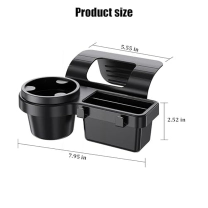 Car Window Organizer, Vehicle Side Door Storage Rack with 2.79 Inch Water Cup Phone Holder & Charging Port, Multifunctional Automotive Interior Organizer Accessories, Universal Fit