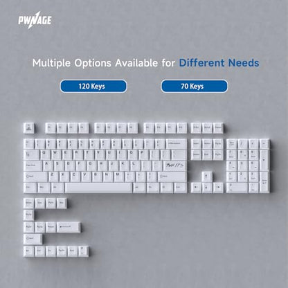 Pwnage Ceramic Keycaps - 60 65 75 100 Percent, Full Set Elegant Key caps, Custom 120 Keys Cherry Profile for 61/68/84/87/98/100 Cherry Gateron MX Hall Effect HE Mechanical Keyboards, White