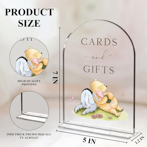 Cute Bear Baby Shower Sign Decor Arch Acrylic 5x7 Inch Sign 03 | Cute Bear Centerpieces Baby Shower & Event Gift Stations Dessert Table Decor : Home & Kitchen