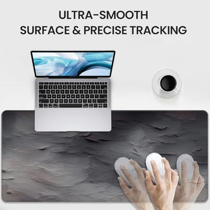 XXL Gray Mouse Pad with a Cement Wall Texture Design, 35.4 x 15.7 inches, Non-Slip Rubber Base, and Waterproof Microfiber Cloth Surface, Suitable for Home Office and Work environments. - color: Gray Concrete Cement Print