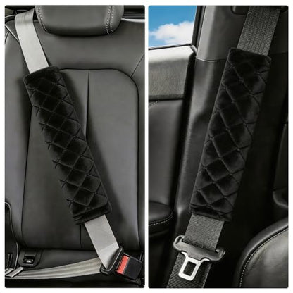 Amooca Soft Auto Seat Belt Cover Seatbelt Shoulder Pad 2 PCS for a More Comfortable Driving Compatible with All Cars and Backpack Black - color: B: Black