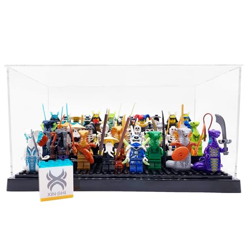 2 Pack Minifigure Display Case for LEGO, 3-Tier Acrylic Box, Black | Acrylic, Dustproof, 3 Removable Tiered Steps, Holds 70 Minifigures, Stackable, Desk Display, Gift for Collectors, Black - style: 2 PACK