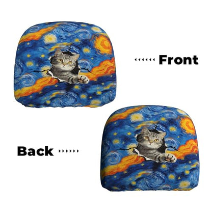 Funny Car Headrest Covers with Art Cat 2pc Blue Sky Head Rest Cover - color: Blue Art Sky