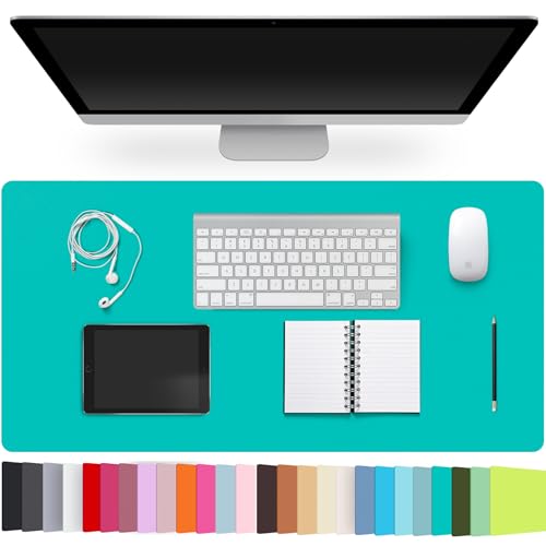 Leather Desk Pad Protector,Non-Slip Desk Pad,on-Slip PU Leather Large Mouse Pad,Easy Clean Desk Protecor Mat,Writing Pad for Office Work/Home/Decor(BrightGreen, 35.4" x 17") - color: Brightgreen, size: 35.4" x 17"