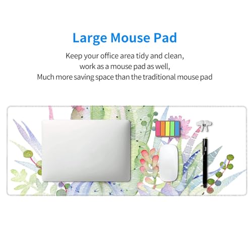 Watercolor Green Succulent Mouse Pad Large Gaming Mousepad Non-Slip Rubber Base Keyboard Mouse Mat for Laptop Keyboard Desktop 31.5 x 11.8 inch - color: Watercolor Green Succulent