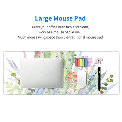 Watercolor Green Succulent Mouse Pad Large Gaming Mousepad Non-Slip Rubber Base Keyboard Mouse Mat for Laptop Keyboard Desktop 31.5 x 11.8 inch - color: Watercolor Green Succulent