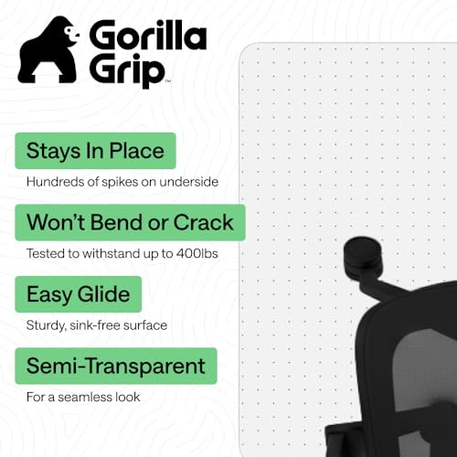 GORILLA GRIP Slip Resistant Clear Office Chair Mat for Carpet Floors, Smooth Rolling Glide Under Desk, Heavy Duty Plastic Computer Mats and Carpeted Floor Protector, Work and Gaming Chairs, 29x47 - size: 29"x47", style: Carpet Floor