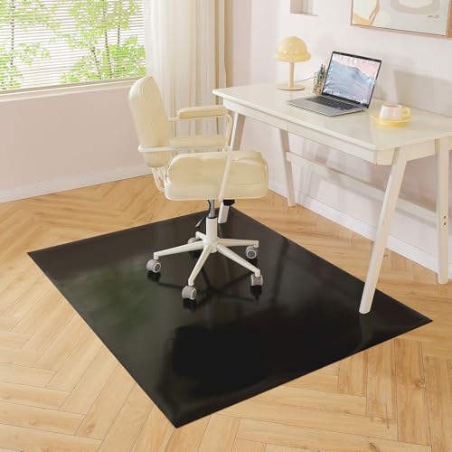 Black Chair Mat for Hardwood Floor, 48 x 72 Inch Large Office Chair Mat, Plastic Floor Protector, 4'×6' Area Rug for Living Room, Heavy Duty Wood Tile Floor Mats for Home Laundry Dining Area - color: Black for Hard Floor, size: 48 X 72 Inch